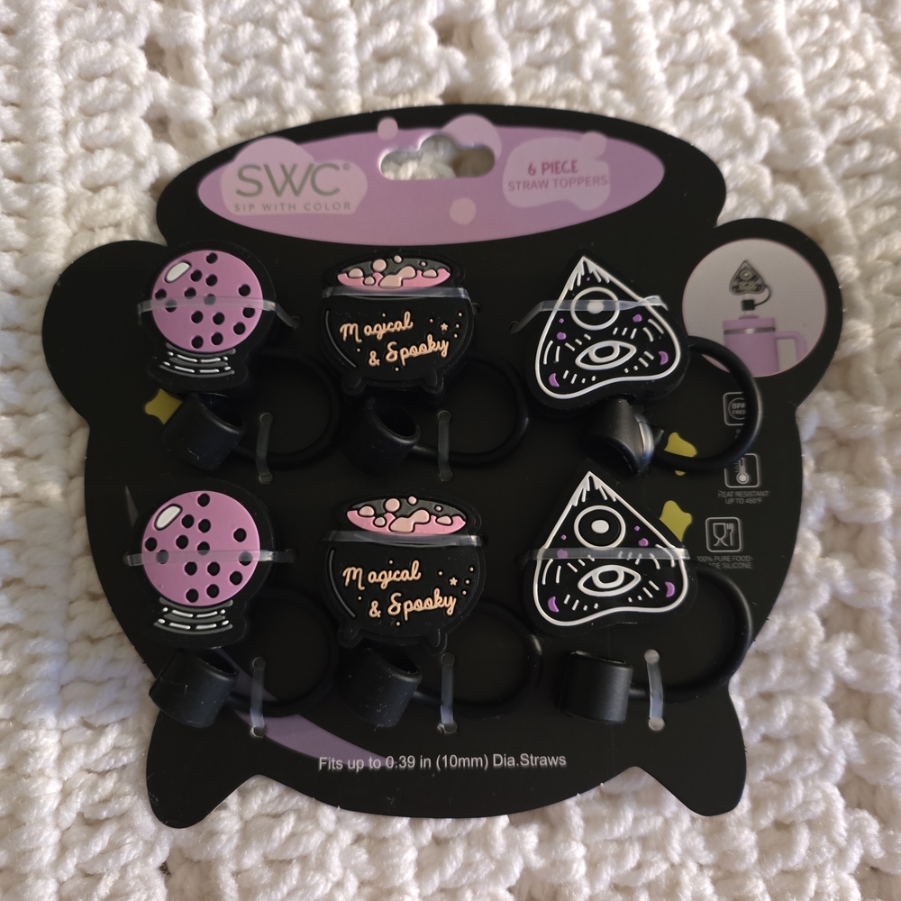 Magical & Spooky Straw Toppers - Pink and Black